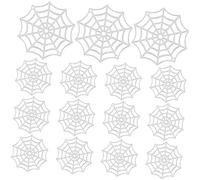 WOONEKY 150pcs Glow the Dark Plastic Spider Web Decor for Halloween Party Hanging Ornaments Haunted Cobweb Decorations Spooky Accessories for Indoor Outdoor Use