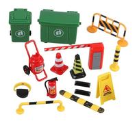 WOONEKY 15pcs Miniature Traffic Road Barrier Model Set for, Educational Road Sign and Sand Table Simulation, ’S Traffic Scene Plaything for Learning and Role Play