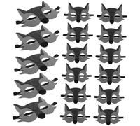 WOONEKY 15pcs Wolf Masks Gray Cartoon Half Face Design Reusable Adjustable Jungle Animal Party Supplies for Kindergarten Role Play and Storytelling Activities