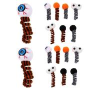WOONEKY 16pcs Halloween Cat Spring with Eyeball Design Interactive Plush Kitten Chew for Indoor Play Elastic Coil for Teething Relief and Exercise