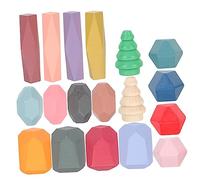 WOONEKY 18Pcs Balancing Stones Educational Cognitive Playthings for Montessori Inspired Building Blocks Safe Material for Shape Color Recognition Activities