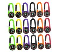 WOONEKY 18pcs Outdoor Navigation Compass with Carabiner Keychain and Shockproof Pocket Compass for Hiking Camping Survival Luminous Markings for Night Use Compact Lightweight Tool
