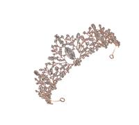 WOONEKY 1pc Delicate Crystal Crown Bridal Headpiece Charming Rose Gold Headdress for Weddings Parties Events Stunning Bride Hair Decoration for Bridesmaids Guests