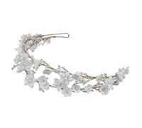 WOONEKY 1PC Double Layer Crystal Bridal Headdress Elegant Pearl Flower Crown Hair Accessory for Weddings Parties and Special Occasions