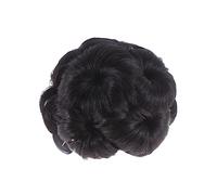 WOONEKY 1pc Flower Design Synthetic Hair Bun Clip for Women Natural Black Chignon Fixator Easy to Use Updo Accessory for Messy Buns and Hair Styles