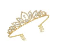 WOONEKY 1PC Shiny Diamond Studded Bridal Crown Headdress for Wedding Party Elegant Heart Shaped Design Easy to Wear with Side Comb for Special Occasions and Photography