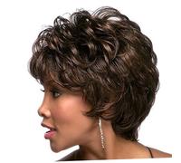 WOONEKY 1pc Women Short Curly Wig Blunt Stylish Hair Accessory for Parties Halloween and Role Play Comfortable and Black Brown Hair Cover