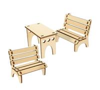 WOONEKY 1set Diy Assembled Toys Wood Hamster Table Bench Pet Playgrounds Decor Hamster Cage Accessories Diy Kit for Boys and Girls