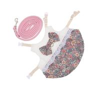 WOONEKY 1set Dress Leash for Pets Cute Floral Printing Costume Stylish Lace Design for Small Animals for Outdoor Walks and Photos Comfortable Fit for Rabbits and Kittens