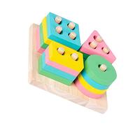 WOONEKY 1Set Educational Wooden Geometric Stacking Blocks Set Activity for Early Learning and Shape Recognition Construction for Creative Play and Intelligence Development