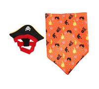 WOONEKY 1set Kitten Pirate Costume Bandana and Hat for Halloween Parties Adorable Pet Accessory Skull and Pumpkin Design for Cats and Pets