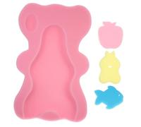 WOONEKY 1set Newborn Bath Pad Comfortable Slip Bath Cushion for Care Soft Support Sponge for Safe Bathing Suitable for Tub Use Pink
