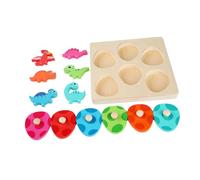 WOONEKY 1Set Wooden Dinosaur Egg Cartoon Jigsaw for Educational Plaything to Boost Creativity and Imagination for Years Old