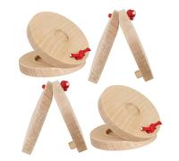 WOONEKY 2 Pairs Wooden Finger Castanets Musical Instruments Round Percussion for Early Education Design