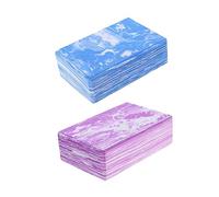 WOONEKY 2 Pcs Camouflage Eva Yoga Blocks Lightweight High Density Fitness Bricks for Beginners Non Slip Surface Enhance Flexibility Balance for Yoga Stretching Meditation Purple Blue