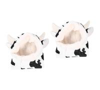 WOONEKY 2 Pcs Plush Cow Hat for Adults Kitten Cow Costume Party Headwear Christmas Costume