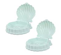 WOONEKY 2 Pcs Shell Shaped Soap Dishes with Drainage PP Soap Holders for Bathroom Kitchen Bedroom for Bars and Small Items