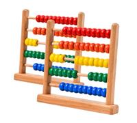 WOONEKY 2 Pcs Vintage Style Wooden Abacus for Math Learning Beech Wood Counting Tool Interactive Preschool Educational Enhancing Hand Eye Coordination and Concentration Skills