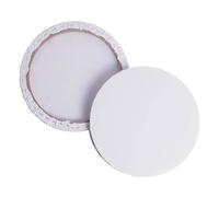 WOONEKY 2 Pcs White Cotton Round Stretched Canvas Frame for Oil Painting DIY Art Projects Thick Wooden Frame for Acrylic Gouache Drawing Artists