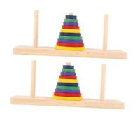 WOONEKY 2 Pcs Wooden Hanoi Tower Puzzle Brain Teaser Game Colorful Intellectual for Adults and Over Creative DIY Board Game for Home and Party Smooth Safe Surface