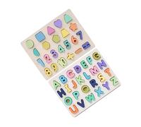 WOONEKY 2 Sets Colorful Alphabet and Number Jigsaw Blocks Educational Puzzle for Aged Years Develop Intelligence and Hands Skills
