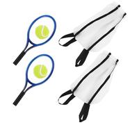 WOONEKY 2 Sets Mini Tennis Racket and Ball with Storage Bag Realistic Miniature Sports Equipment for Dollhouse Decoration Blue Miniature Tennis Rackets with Balls Compact Dollhouse