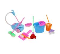 WOONEKY 2 Sets Miniature Dollhouse Cleaning Kit for Playhouse Cleaning Tools Educational Pretend Play Accessories for Boys and Enhance Hands Skills and Interaction Random Color