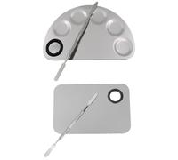 WOONEKY 2 Sets Stainless Steel Palette Tool for Mixing Paint Practical Art Paint Drawing Tray for Nail Art Tools and Makeup Supplies Use as Makeup Foundation