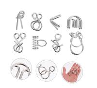 WOONEKY 2 Sets Wire Intellectual Disentanglement Puzzle Multi-ring Buckle Brain Teasers for Adults and Portable Educational Challenges to Creative Thinking and