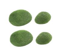 WOONEKY 20Pcs Artificial Flocking Moss Rocks Green Decorative Balls Imitation Stones for Bonsai Vases Terrariums Indoor Plant Pot Fillers Woodland Theme DIY Craft