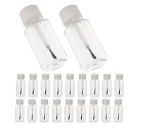 WOONEKY 20pcs Clear Empty Plastic Nail Polish Bottles with Brush Cap Refillable Pet Cuticle Oil Containers for Travel Manicure Nail Portable Mini Bottles