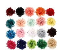 WOONEKY 20Pcs Decorative Pet Collar Flowers Assorted Styles for Dogs Puppies Lightweight Chiffon Floral Accessories for Parties Weddings and Daily Wear