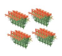 WOONEKY 20pcs Miniature Plastic Plant Models Realistic Tiny Dollhouse Garden Decor Mini Greenery for Sand Table Micro Landscape No Watering Needed Orange-red Shrubs for Desktop Accessories