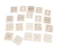 WOONEKY 20pcs Square Hollow Wooden Pieces for Crafts Boho Floral DIY Decorations with Random Patterns Natural Wood Slices for Painting Wedding Birthday Christmas Party Ornament Projects