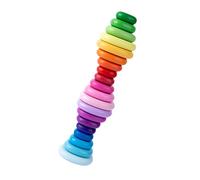 WOONEKY 20Pcs Wooden Imitation Stone Building Blocks Educational Balancing for Brain Development Color Recognition and Fine Motor Skills Preschool Learning Desktop Ornaments