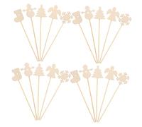 WOONEKY 20pcs Wooden Princess Fairy Wands DIY Craft Kit for Christmas Party Decorations Unfinished Snowflake Tree Snowman Angel Sticks for Painting and Creative Play