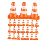 WOONEKY 24pcs Mini Orange Traffic Cones Construction Barriers Educational Parking Lot Models for Learning Traffic Rules and Spatial Awareness