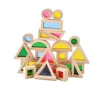 WOONEKY 24Pcs Wooden Colorful Building Blocks Cognitive for Parent Interactive Play Educational Shape and Color Matching Game to Develop Hand Eye Coordination and Fine Motor Skills