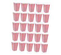 WOONEKY 25pcs Classic Red and White Striped Paper Popcorn Boxes Food-grade Snack Containers for Parties Movie Nights and Carnivals Easy Fold Assembly Versatile Holders for Popcorn Fries