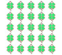 WOONEKY 25pcs Four Leaf Charms Pendants for DIY Jewelry Making Lightweight Silver and Deep Green Enamel Accessories Unique Shape Pendants Suitable for Necklaces Bracelets Phone Keychains