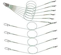 WOONEKY 25Pcs Stainless Steel Fishing Wire Leaders with Swivels High-strength Anti-bite Fishing Lines for Saltwater and Freshwater for Pike Carp