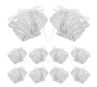 WOONEKY 25Pcs White Shell-Shaped Wedding Candy Boxes Paper Packaging Small Candy Containers Party Favor Boxes for Banquet and Wedding Wrapping