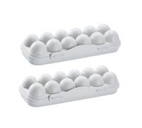 WOONEKY 2pcs 12-Compartment Gray Egg Storage Boxes Refrigerator Egg Containers Kitchen Holders for Fresh Preservation and Anti-Collision Protection