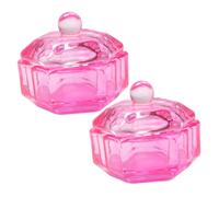 WOONEKY 2pcs Acrylic Nails Supplies Pink Crystal Nail Dappen Dish Monomer Holder Polish Remover Tool
