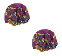 WOONEKY 2pcs Adjustable Satin Bonnet Elastic Edge Waterproof Night Sleep Hat for Long Hair Makeup Bath Time