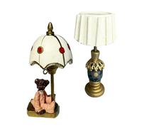 WOONEKY 2pcs Adorable Bear Base Shade Creative Design Tiny Desk Lighting for Dollhouse Rooms for Collectors