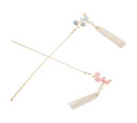 WOONEKY 2pcs Antique Chinese Hair Stick Hairpins with Moon Star Tassels Secure Fit Oriental Hair Accessories for Women Lightweight Elegant Vintage Style Hairpins
