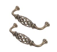 WOONEKY 2pcs Antique Style Zinc Alloy Cabinet Handle European Decorative Drawer Pulls for Dresser Wardrobe Furniture Creative Birdcage Design with Sturdy Construction and Versatile Use