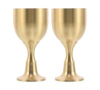 WOONEKY 2pcs Brass Wine Glass Royal Goblet with Delicate Golden Patterns, Vintage Decorative Chalice for Altar Worship and Renaissance Fairs, Antique Style Holy Grail Cup