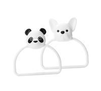 WOONEKY 2pcs Cartoon Animal Towel Holder and Paper Towel Organizer Set in Abs with No-drill Installation Classic Style Wall Shelf for Home Use